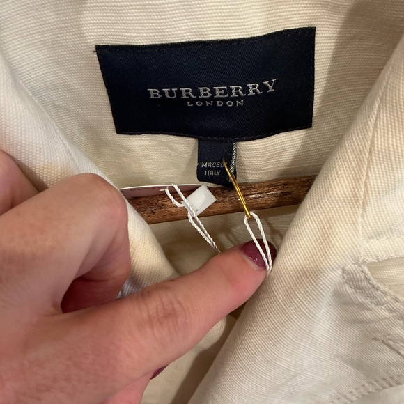 Burberry Cream Double-Breasted Pea Coat - Picture 9 of 11